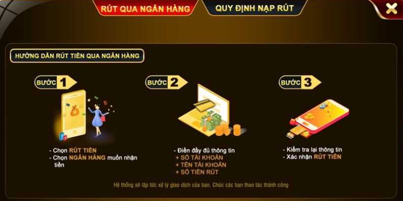 Chỉ dẫn rút tiền qua tài khoản ngân hàng siêu tốc