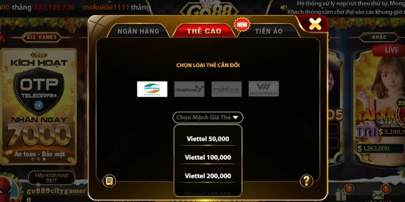 Rút tiền qua thẻ cào điện thoại cực nhanh gọn